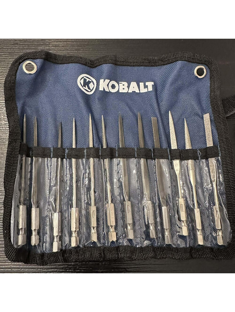 KOBALT 12 Pc Precision Needle File Set Metal Files Roll Up Storage Pouch EUC